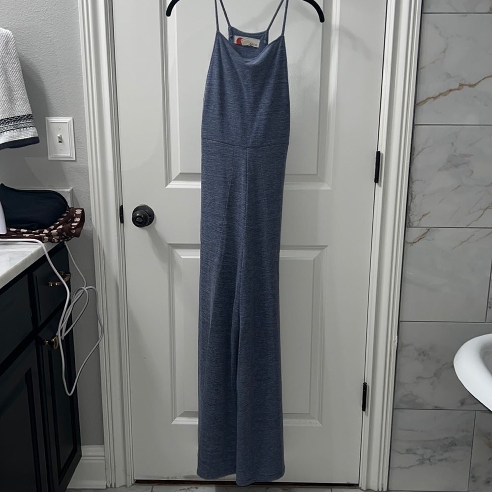 Free People Heather Blue Flare Jumpsuit- Size XSTP